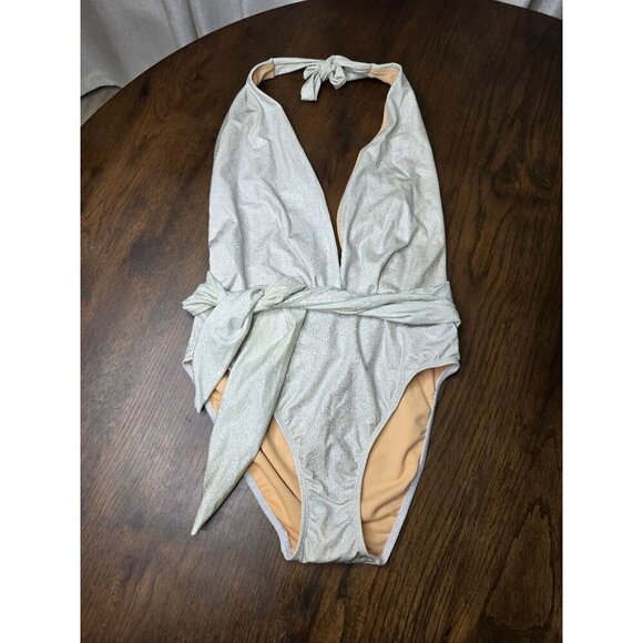 Silver One piece Newport News Swim Women size 10 Style: C2953 - Picture 2 of 14